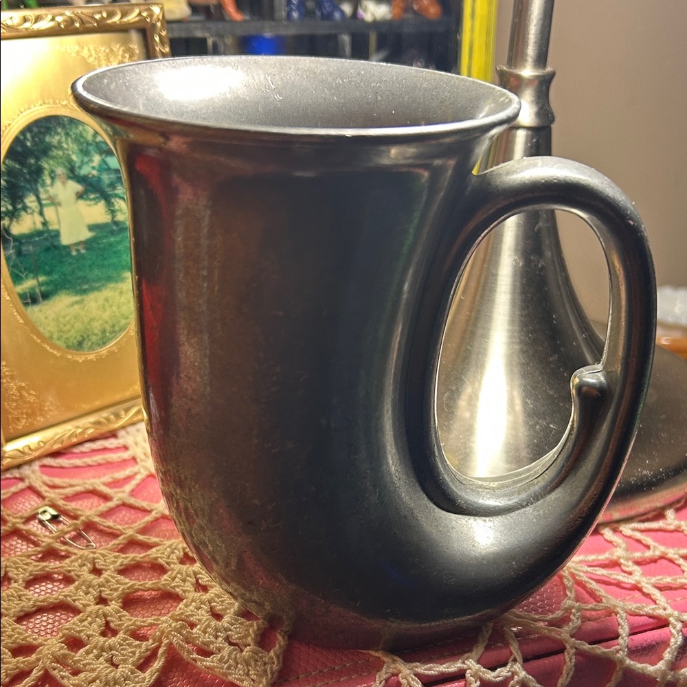 Pewer horn shape cup,with the name, Bradley already engraved.